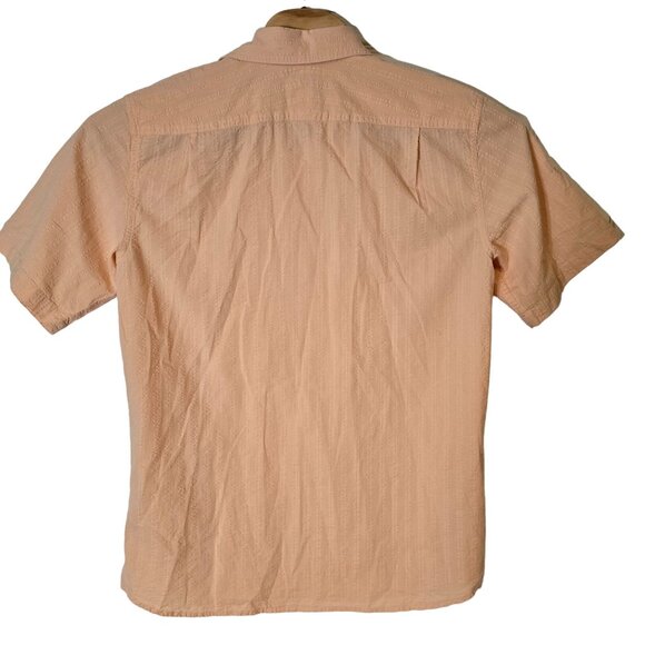 The Territory‎ Ahead Seersucker Short Sleeve Shirt Size Medium Men's Orange - Picture 3 of 5